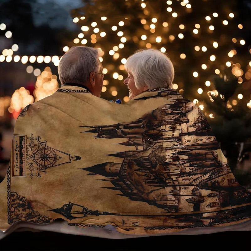 Vintage Hogwarts Castle Pattern Blanket