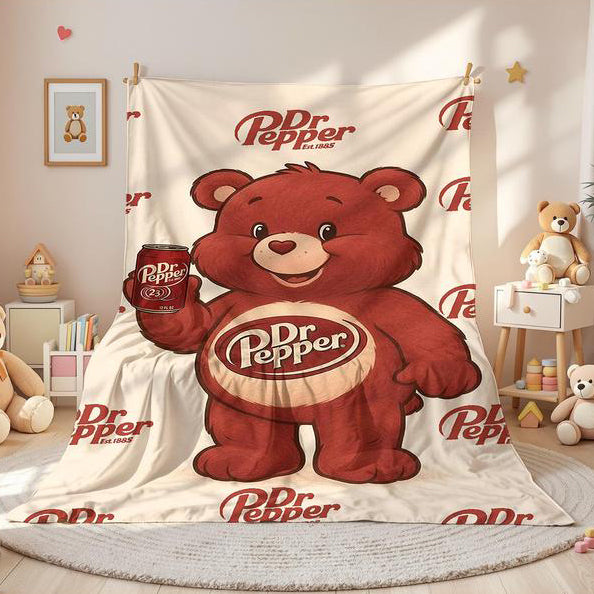 Dr Pepper Funny Bear Flannel Blanket