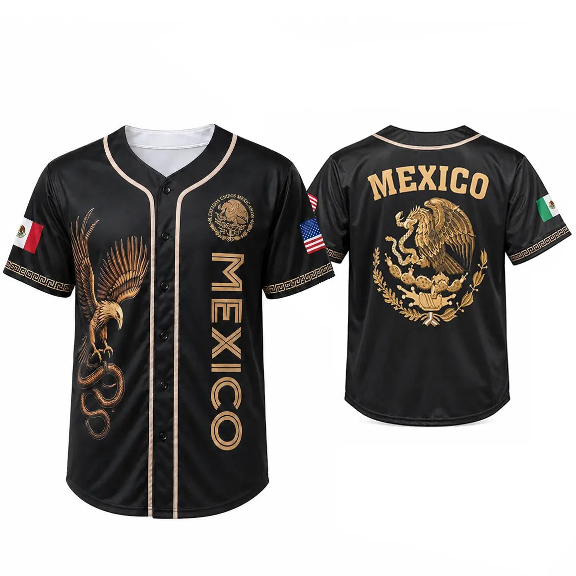 Mexico Eagle Baseball Jersey – Patriotic Mexican Vintage Button-Up Shirt