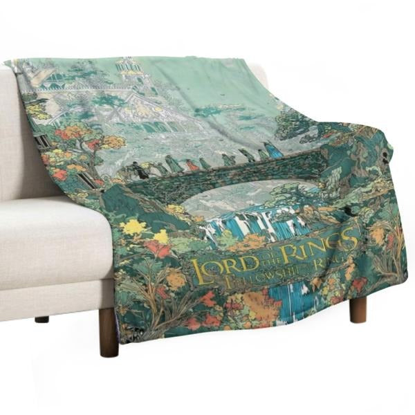 Lord Of The Rings Flannel Throw Middle Earth Landscape Blanket