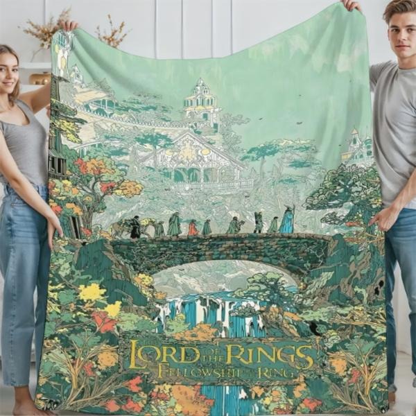 Lord Of The Rings Flannel Throw Middle Earth Landscape Blanket
