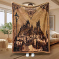 Vintage Hogwarts Castle Pattern Blanket
