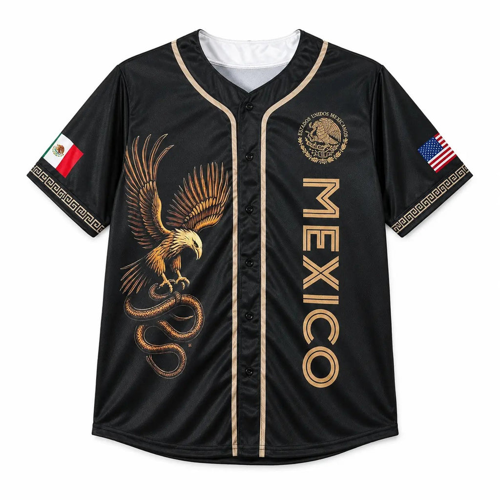 Mexico Eagle Baseball Jersey – Patriotic Mexican Vintage Button-Up Shirt