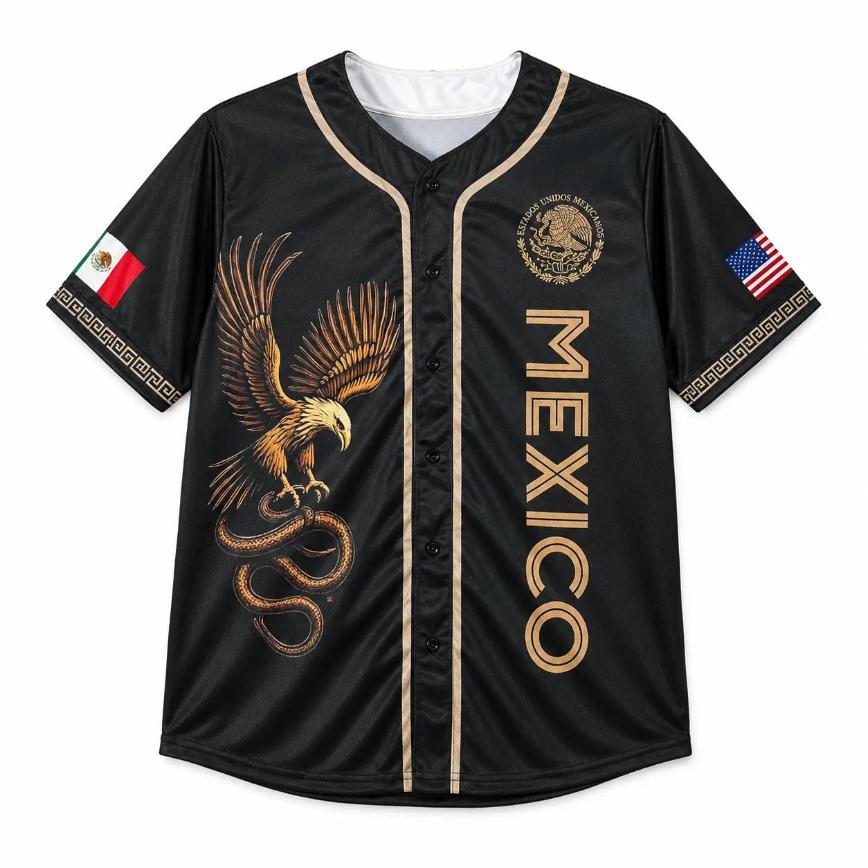 Mexico Eagle Baseball Jersey – Patriotic Mexican Vintage Button-Up Shirt