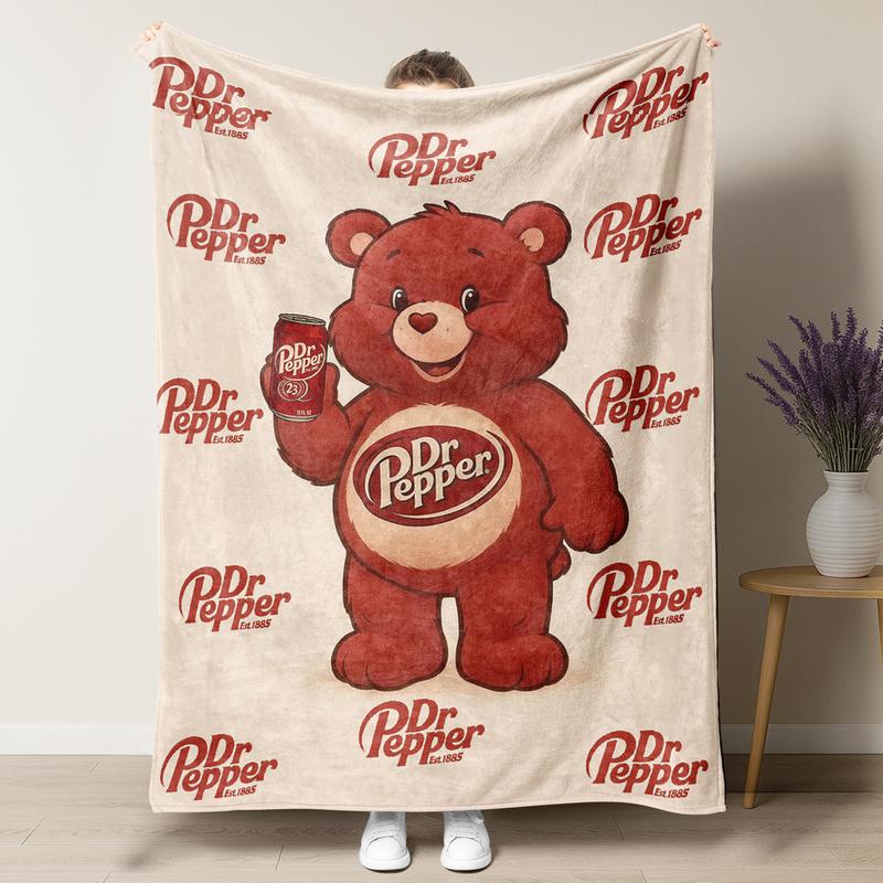 Dr Pepper Funny Bear Flannel Blanket