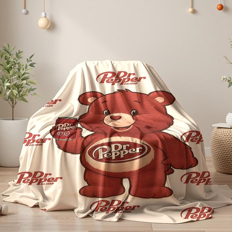 Dr Pepper Funny Bear Flannel Blanket