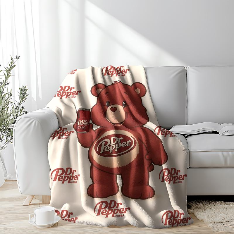 Dr Pepper Funny Bear Flannel Blanket