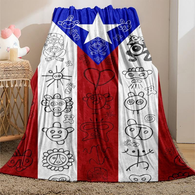 Puerto Rican Flag Flannel Blanket