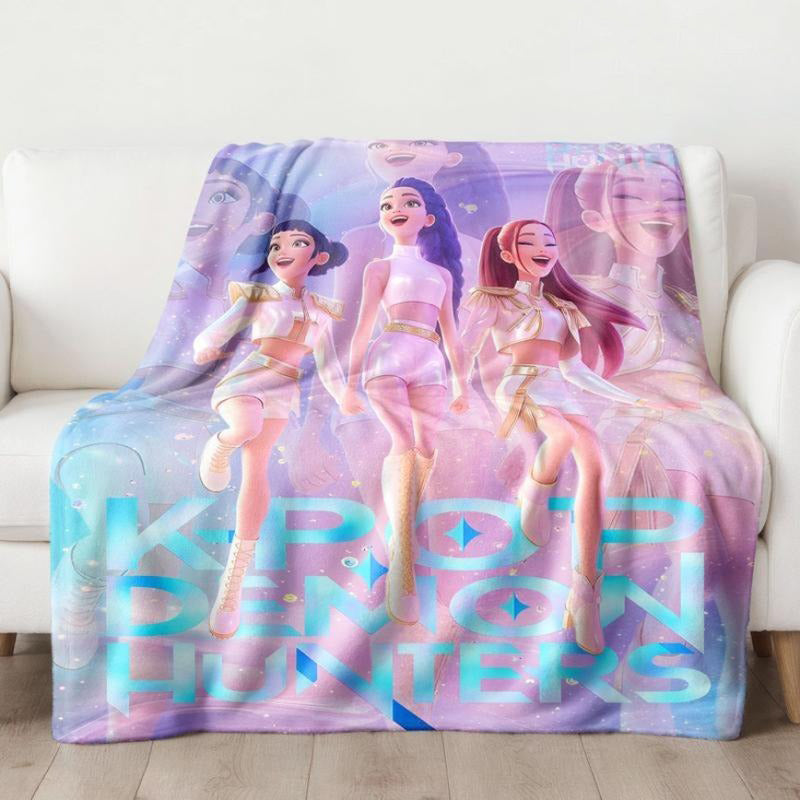 K-POP Demon Hunters Dreamy Purple Pink Blue Blanket