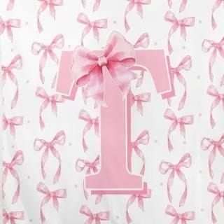 A-Z Personalized Initial Flannel Pink Bow Monogram Blanket