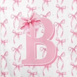 A-Z Personalized Initial Flannel Pink Bow Monogram Blanket