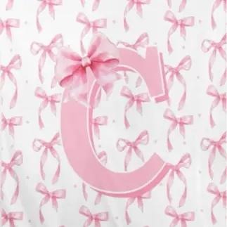 A-Z Personalized Initial Flannel Pink Bow Monogram Blanket