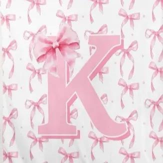 A-Z Personalized Initial Flannel Pink Bow Monogram Blanket