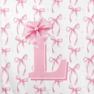 A-Z Personalized Initial Flannel Pink Bow Monogram Blanket