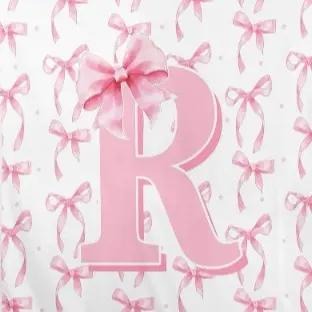 A-Z Personalized Initial Flannel Pink Bow Monogram Blanket