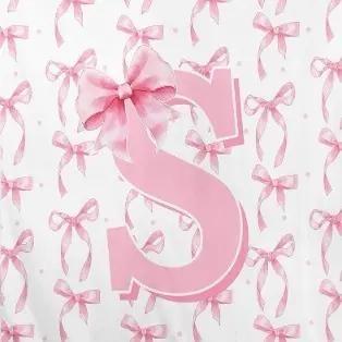A-Z Personalized Initial Flannel Pink Bow Monogram Blanket