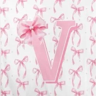 A-Z Personalized Initial Flannel Pink Bow Monogram Blanket