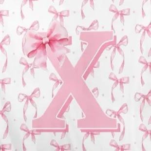 A-Z Personalized Initial Flannel Pink Bow Monogram Blanket