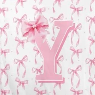 A-Z Personalized Initial Flannel Pink Bow Monogram Blanket