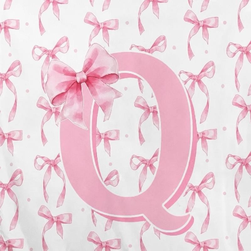 A-Z Personalized Initial Flannel Pink Bow Monogram Blanket