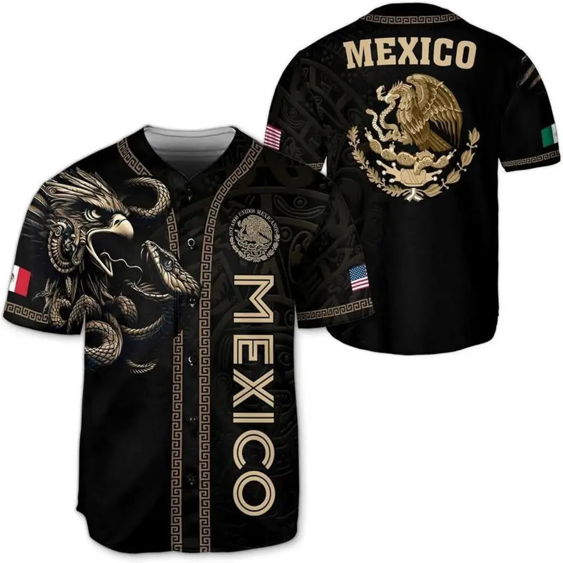Mexico Eagle Baseball Jersey – Patriotic Mexican Vintage Button-Up Shirt