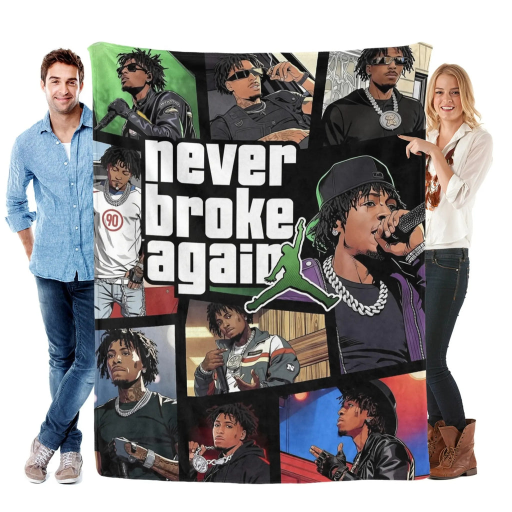 Never Broke Again Collage Flannel Blanket