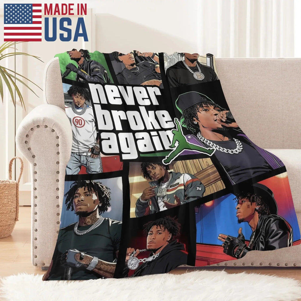 Never Broke Again Collage Flannel Blanket