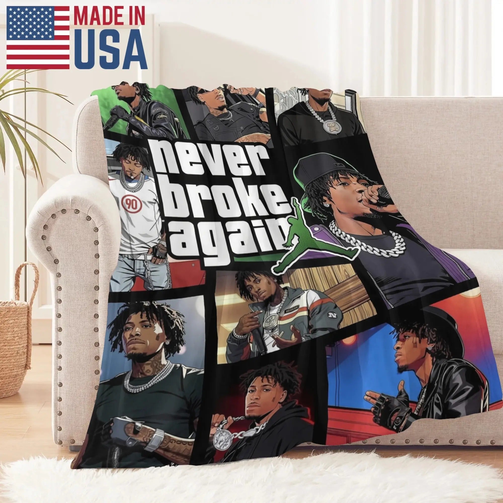 Never Broke Again Collage Flannel Blanket