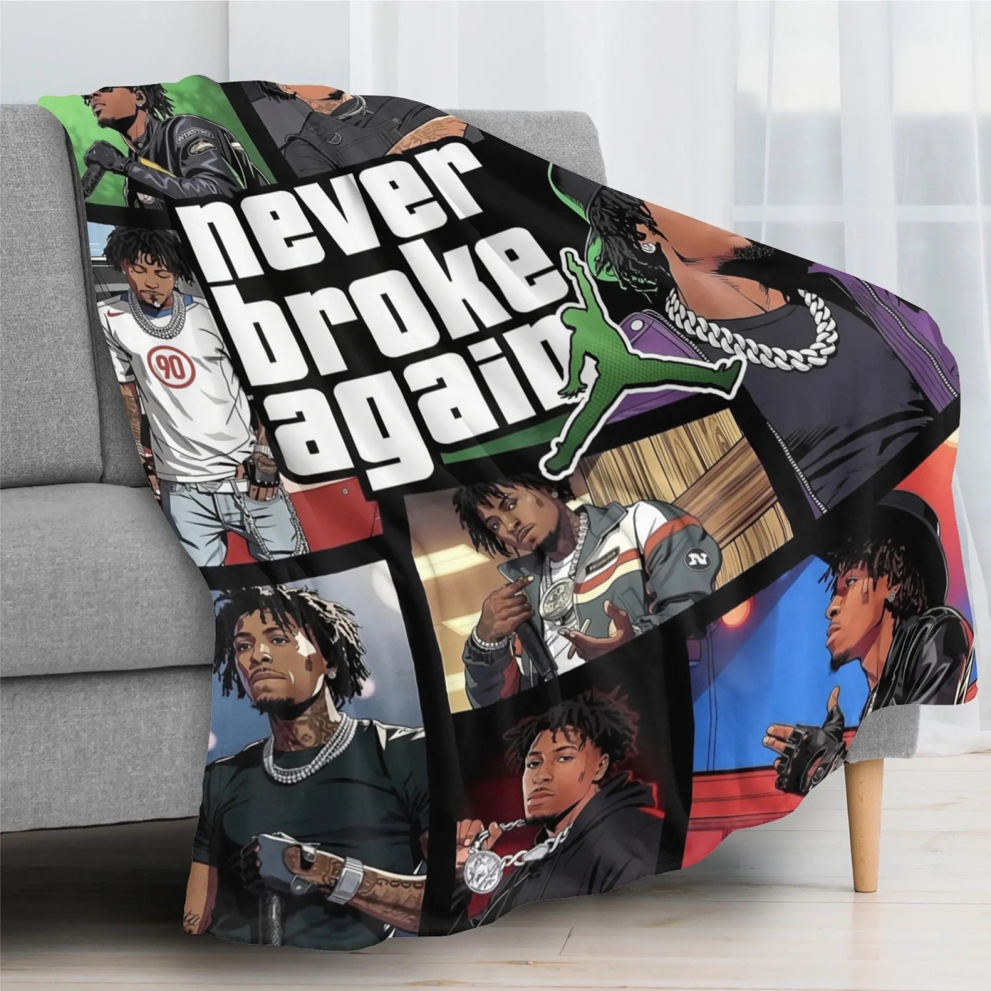 Never Broke Again Collage Flannel Blanket